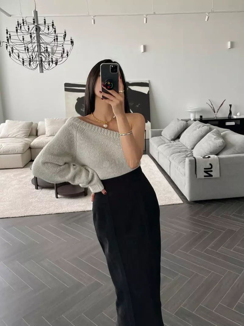 Auver_Fit - Korean Women Fashion - #pursuepretty - One Shoulder Knit Tee - 4