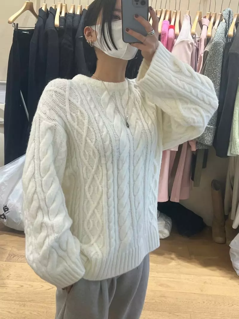 Auver_Fit - Korean Women Fashion - #romanticstyle - Fisher Round Knit Tee - 2