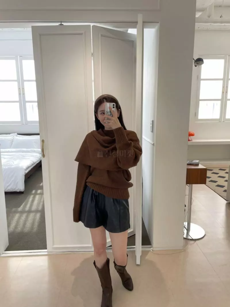 Auver_Fit - Korean Women Fashion - #thatsdarling - Mufffler Knit Tee - 9