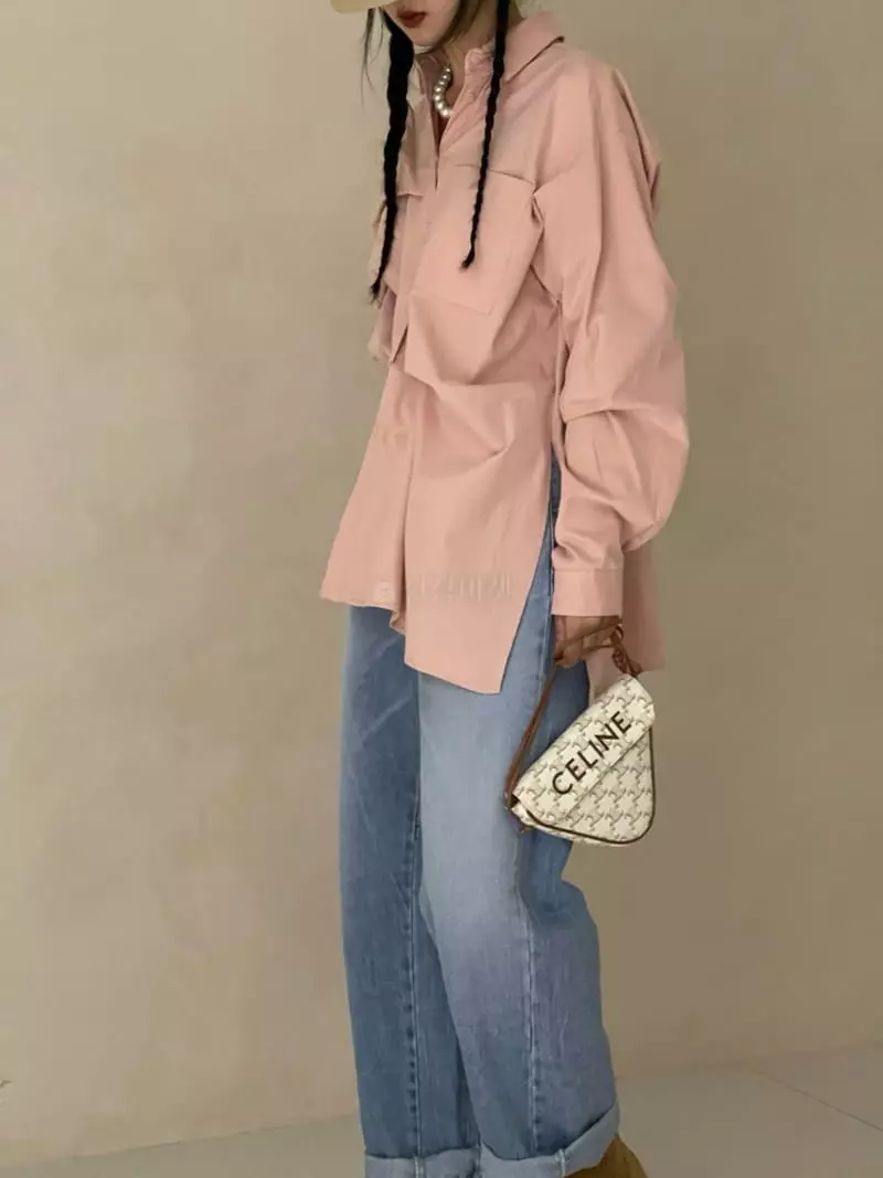 Auver_Fit - Korean Women Fashion - #thatsdarling - Peach Pintuck Shirt - 2