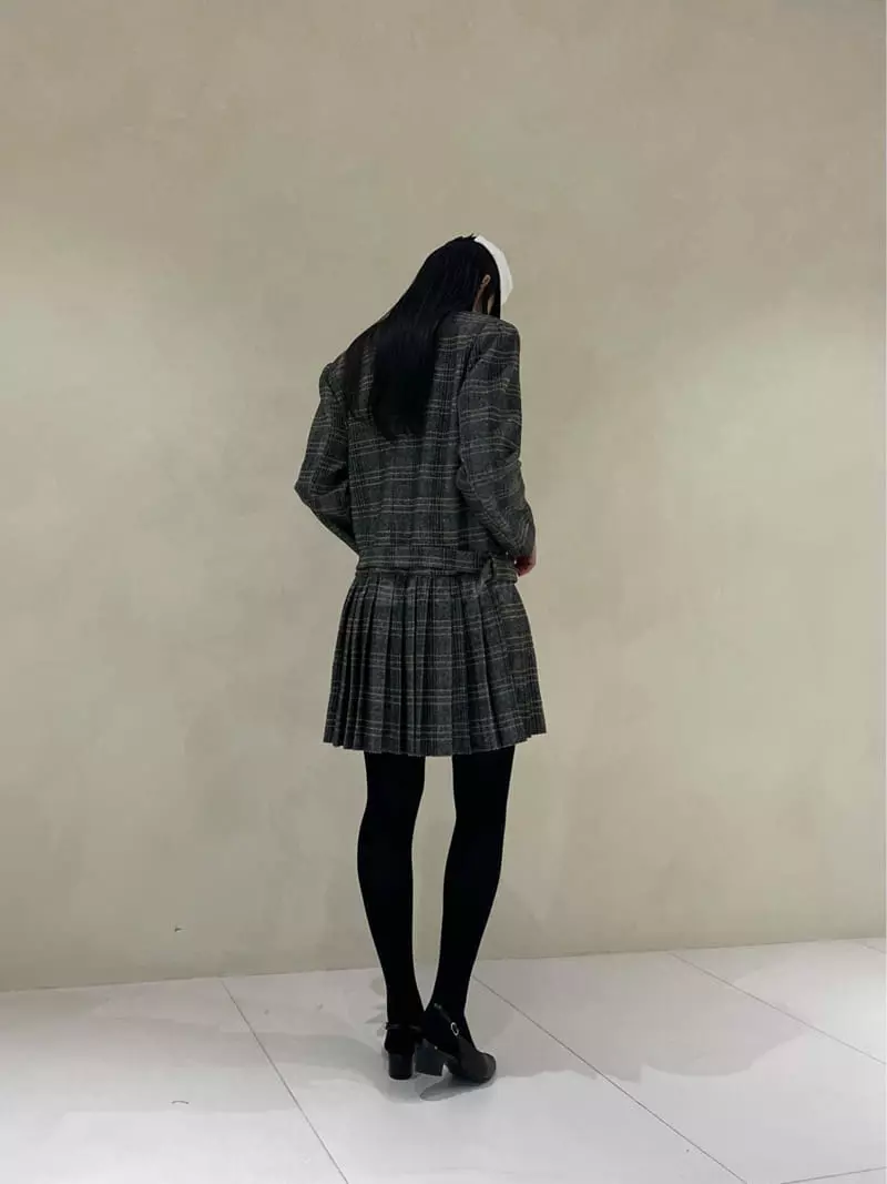 Auver_Fit - Korean Women Fashion - #womensfashion - Check Wrinkle One-piece - 8