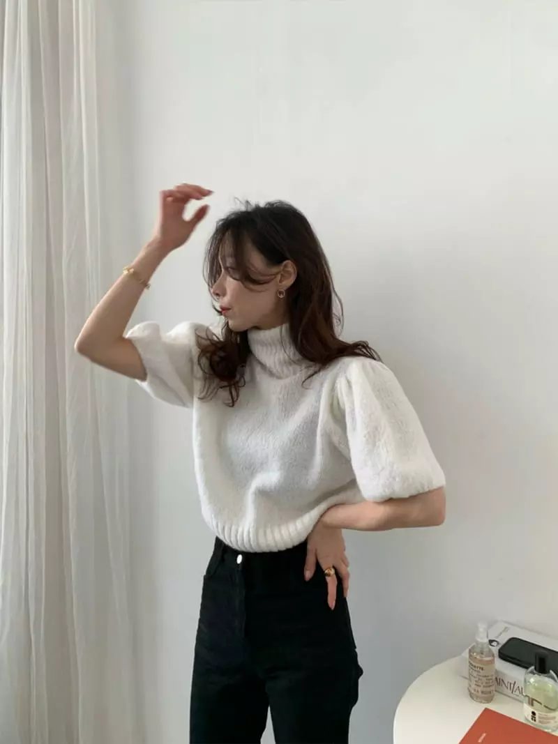 Auver_Fit - Korean Women Fashion - #womensfashion - Turtleneck Knit Tee - 3