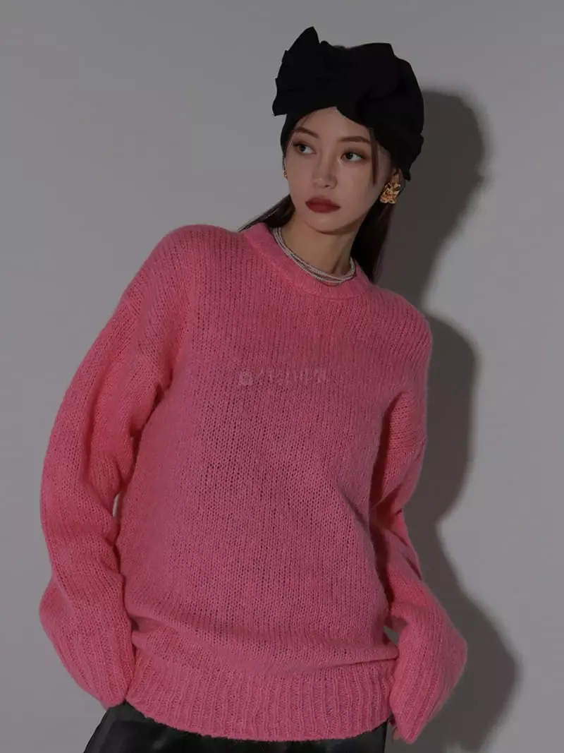 Auver_Fit - Korean Women Fashion - #momslook - Super Alpaca Round Knit Tee - 4