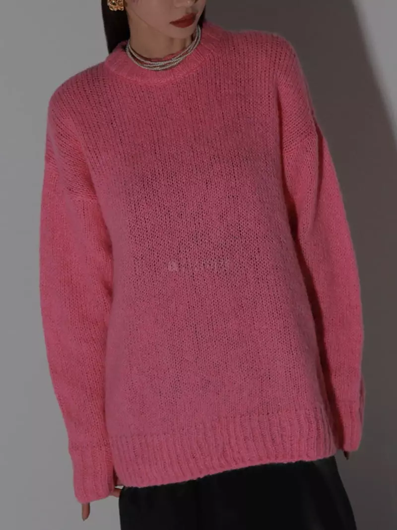Auver_Fit - Korean Women Fashion - #womensfashion - Super Alpaca Round Knit Tee - 6