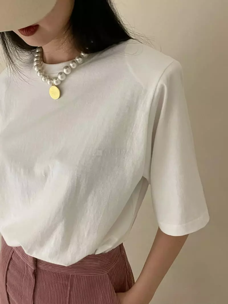 Auver_Fit - Korean Women Fashion - #womensfashion - Peach Pad Slit Tee