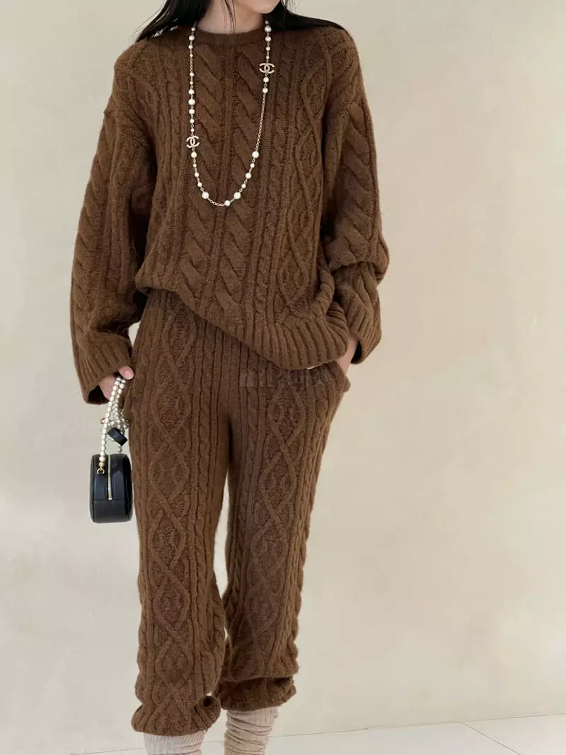 Auver_Fit - Korean Women Fashion - #womensfashion - Fisher Round Knit Tee - 11