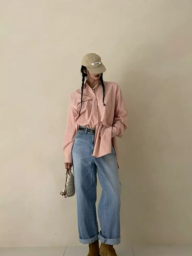 Auver_Fit - Korean Women Fashion - #womensfashion - Peach Pintuck Shirt - 5