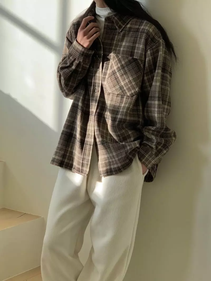 Avecnous - Korean Women Fashion - #momslook - Paul check Shirt - 10