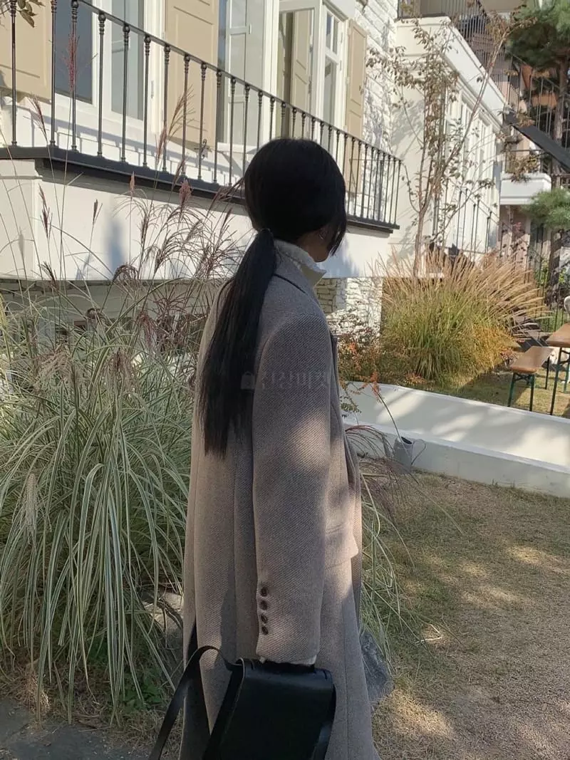 Avecnous - Korean Women Fashion - #momslook - Stitch Herringbone Coat - 11