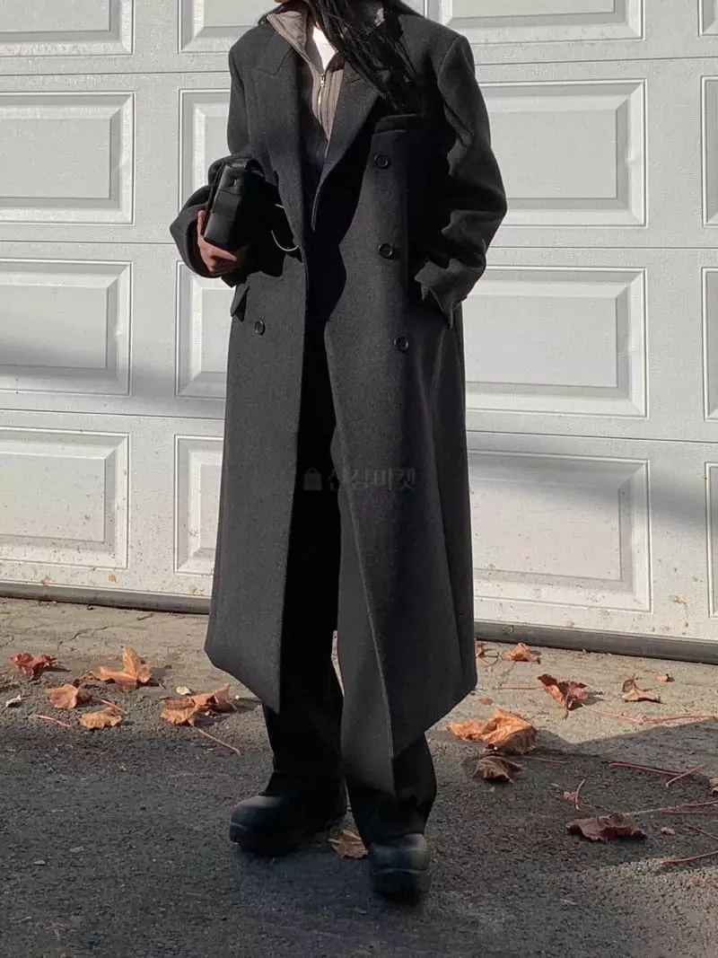 Avecnous - Korean Women Fashion - #momslook - Stitch Herringbone Coat - 5