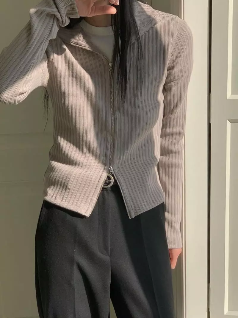 Avecnous - Korean Women Fashion - #momslook - Sugar Zip-up Cardigan - 5