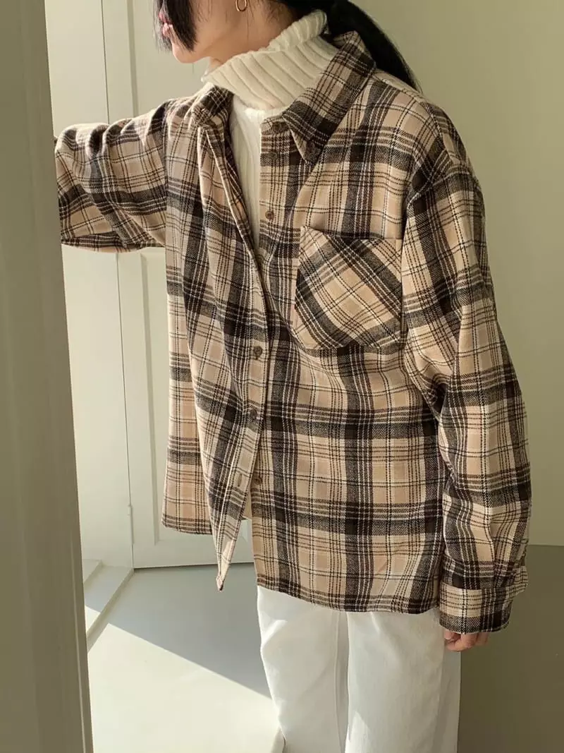 Avecnous - Korean Women Fashion - #shopsmall - Paul check Shirt - 7