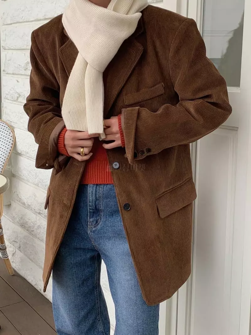 Avecnous - Korean Women Fashion - #thatsdarling - Corduroy Jacket - 4