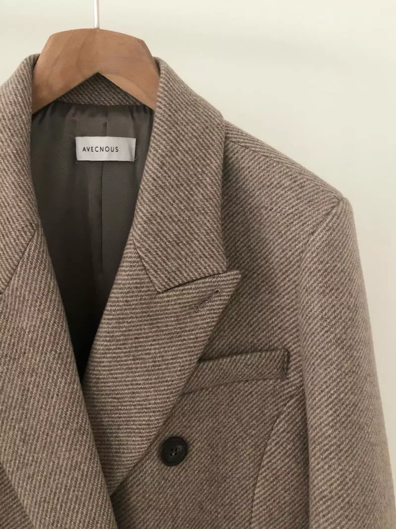 Avecnous - Korean Women Fashion - #womensfashion - Stitch Herringbone Coat - 2