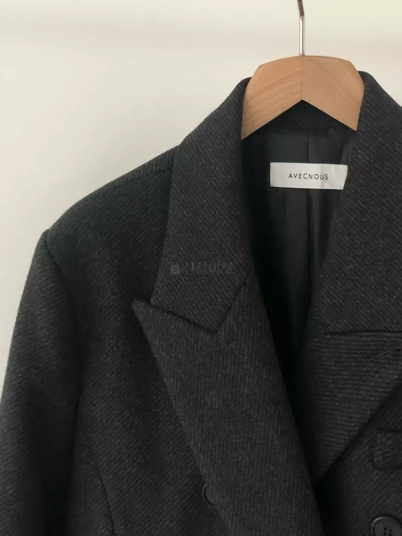 Avecnous - Korean Women Fashion - #momslook - Stitch Herringbone Coat - 4