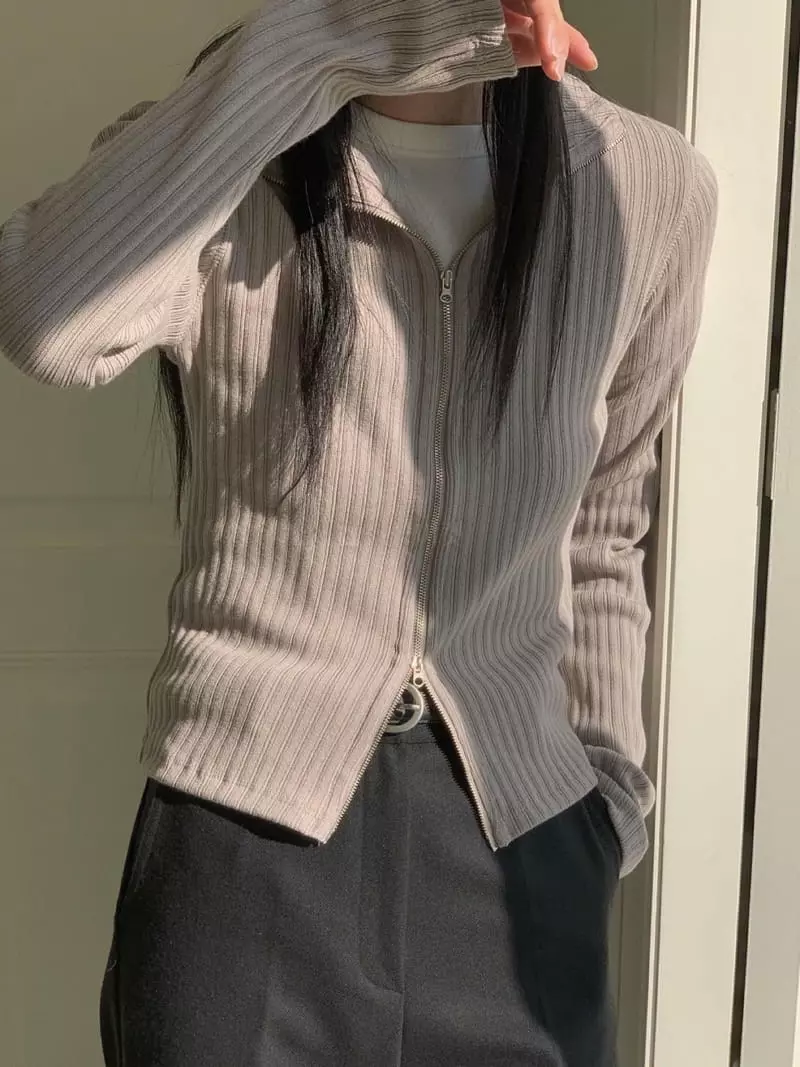 Avecnous - Korean Women Fashion - #momslook - Sugar Zip-up Cardigan - 4