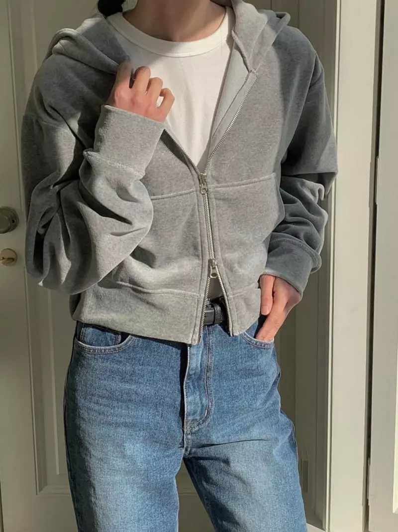 Avecnous - Korean Women Fashion - #womensfashion - Beri Crop Hoody Zip-up - 7