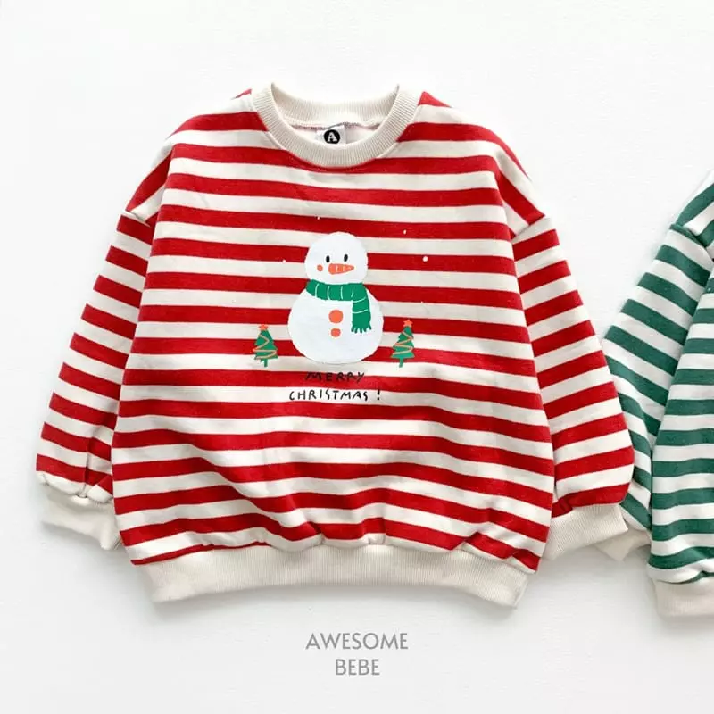 Awesome Bebe - Korean Children Fashion - #Kfashion4kids - Snowman Stripes Sweatshirt