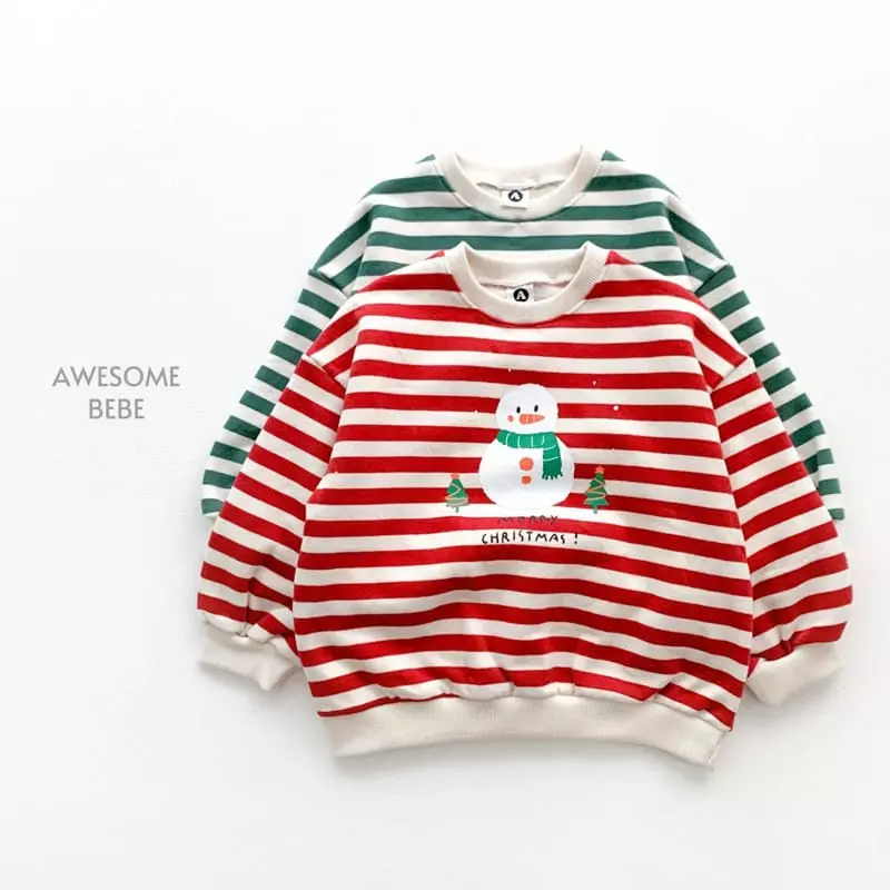 Awesome Bebe - Korean Children Fashion - #childofig - Snowman Stripes Sweatshirt - 6