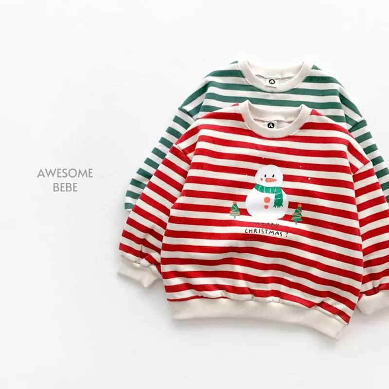 Awesome Bebe - Korean Children Fashion - #childofig - Snowman Stripes Sweatshirt - 7