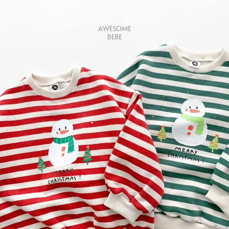 Awesome Bebe - Korean Children Fashion - #designkidswear - Snowman Stripes Sweatshirt - 9