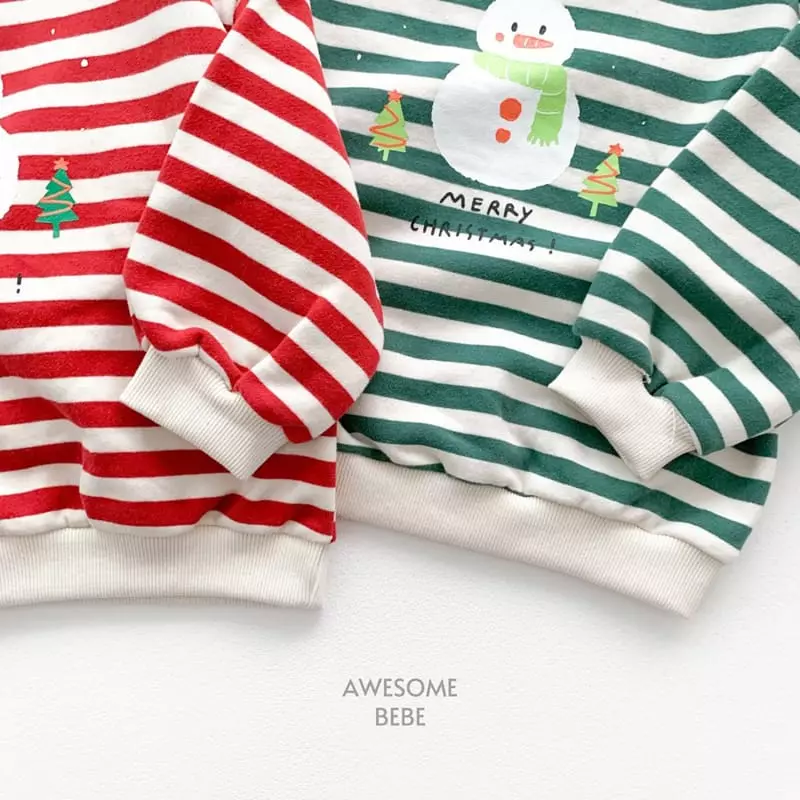 Awesome Bebe - Korean Children Fashion - #discoveringself - Snowman Stripes Sweatshirt - 10