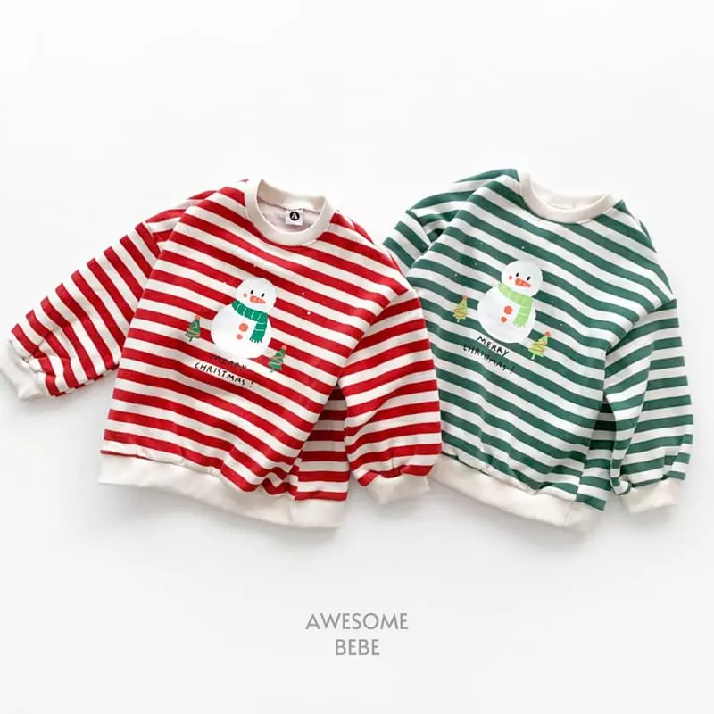Awesome Bebe - Korean Children Fashion - #magicofchildhood - Snowman Stripes Sweatshirt - 3