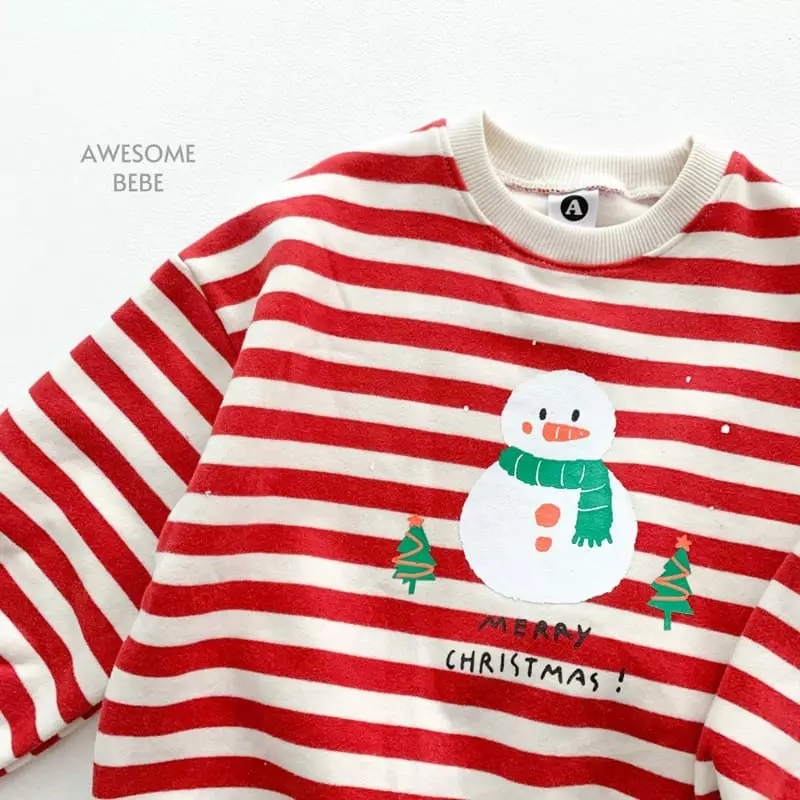 Awesome Bebe - Korean Children Fashion - #magicofchildhood - Snowman Stripes Sweatshirt - 4