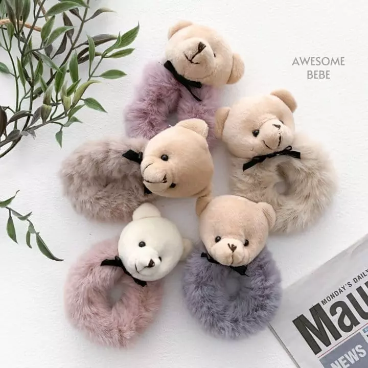 Awesome Bebe - Korean Children Fashion - #stylishchildhood - Fluffy Hairring [randomly Color Set of 5] - 11