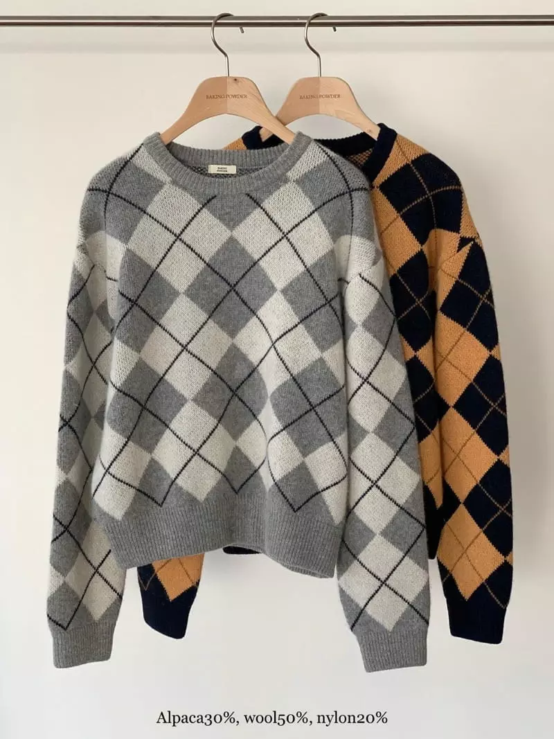 Baking Powder - Korean Women Fashion - #pursuepretty - Argyle Knit Tee - 9