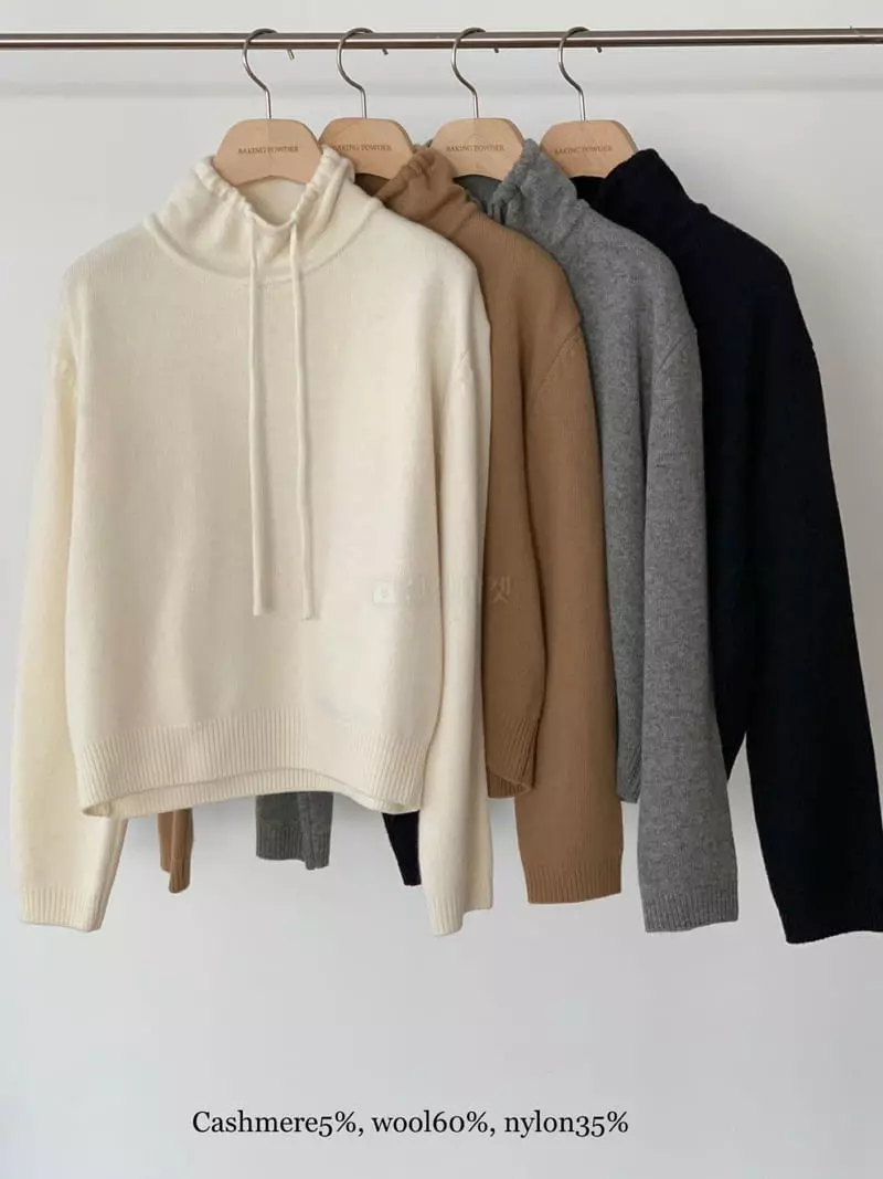 Baking Powder - Korean Women Fashion - #shopsmall - Bow Turtleneck Knit Tee - 9