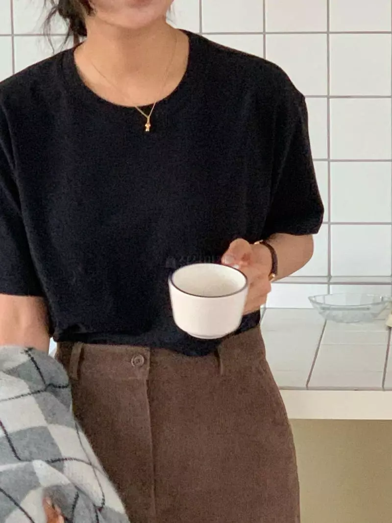 Baking Powder - Korean Women Fashion - #vintageinspired - Peach Short Sleeves Tee - 2