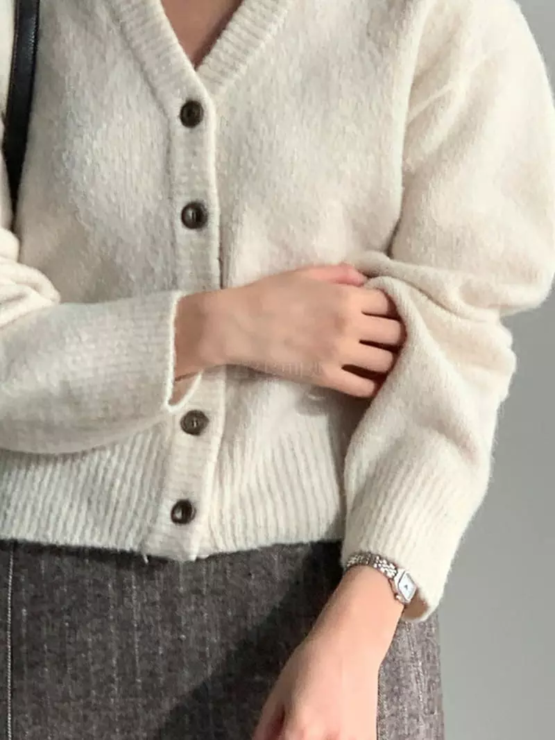 Baribari - Korean Women Fashion - #momslook - Heavy Top V Cardigan - 2
