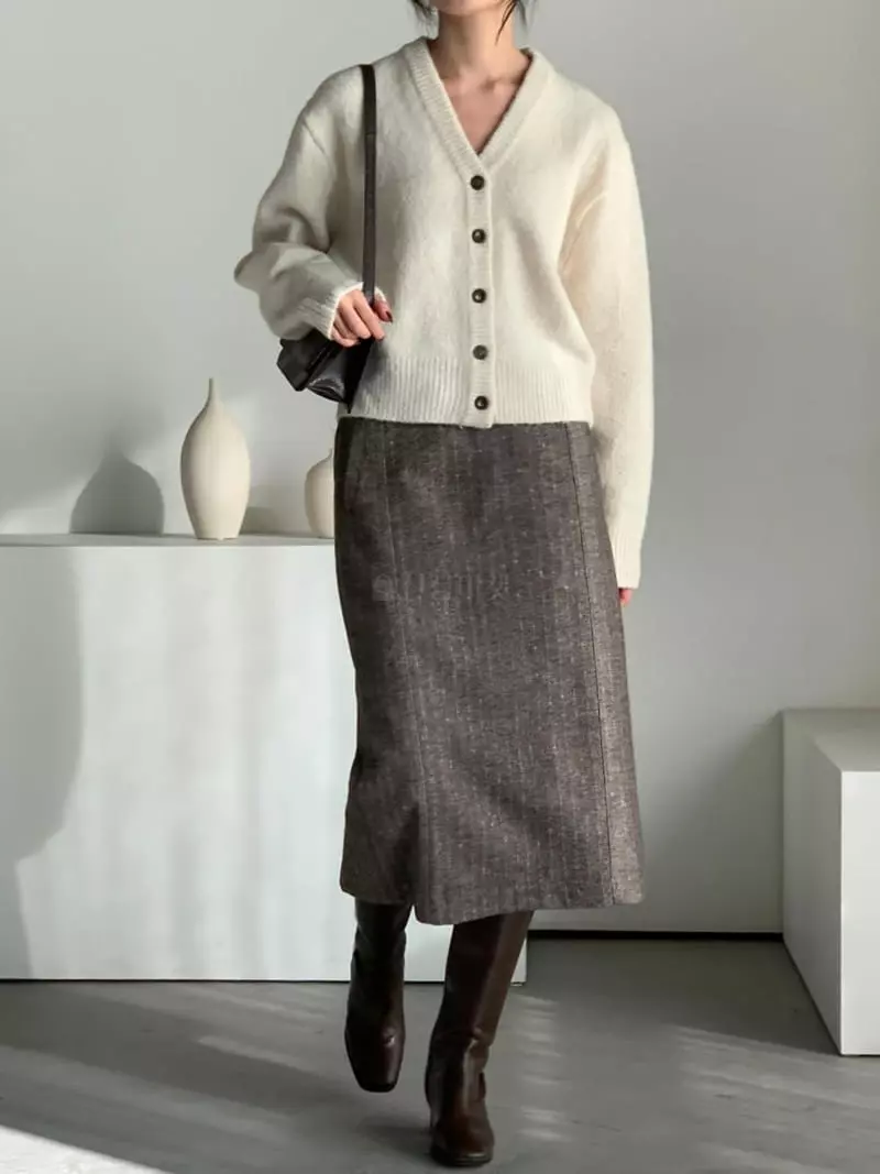 Baribari - Korean Women Fashion - #momslook - Heavy Top V Cardigan - 4