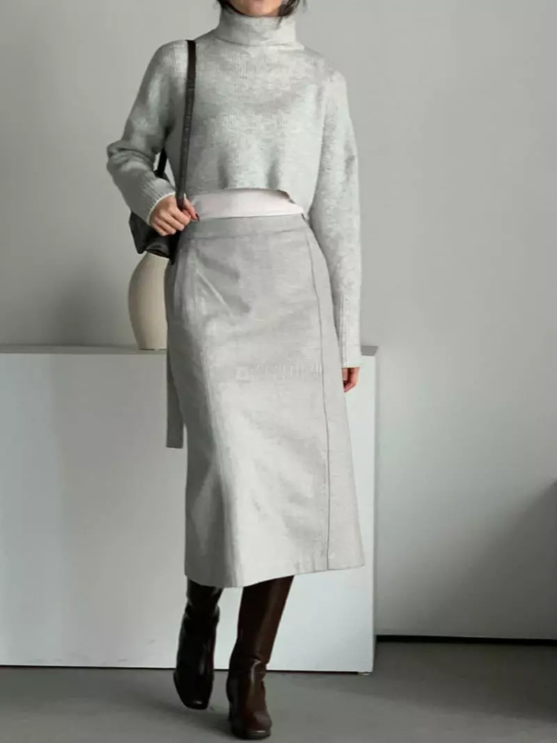 Baribari - Korean Women Fashion - #momslook - Herringbone Skirt - 6