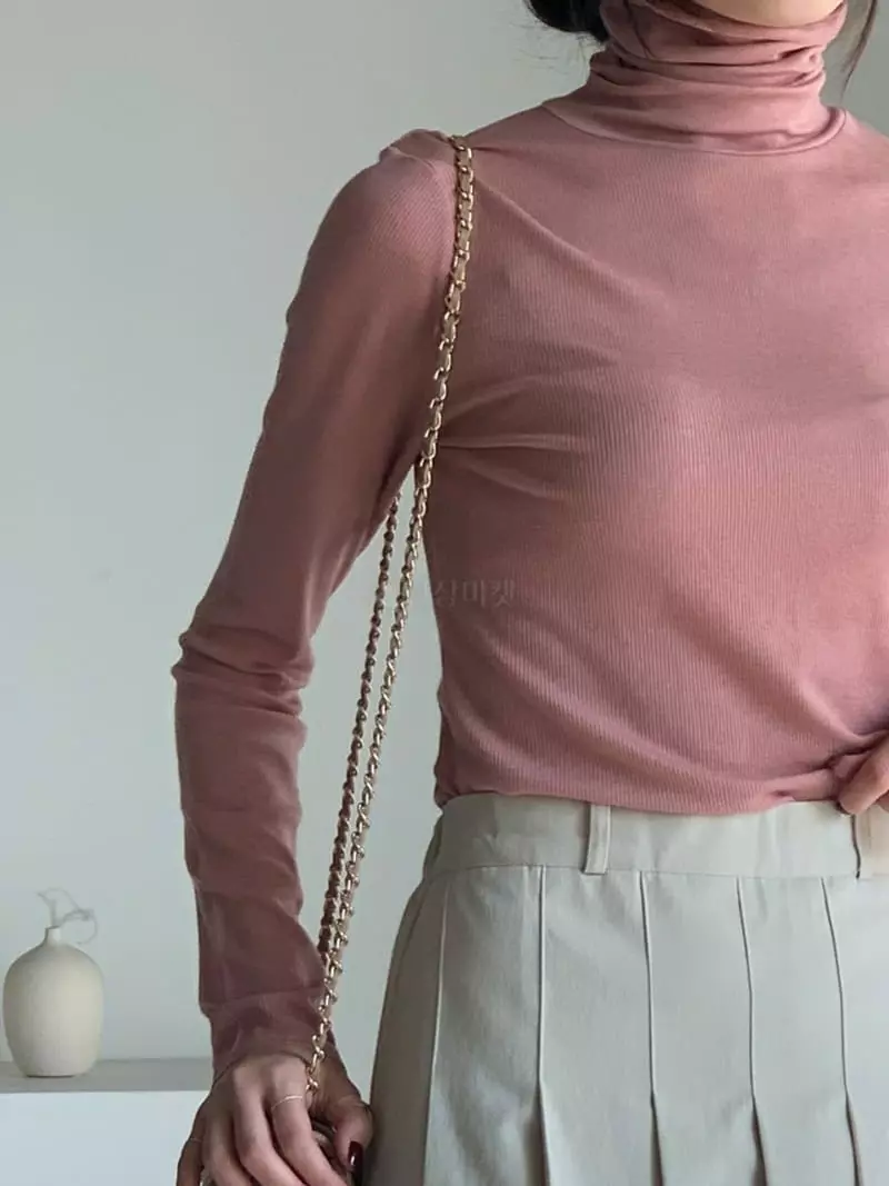 Baribari - Korean Women Fashion - #momslook - Cutting Turtleneck Tee - 2