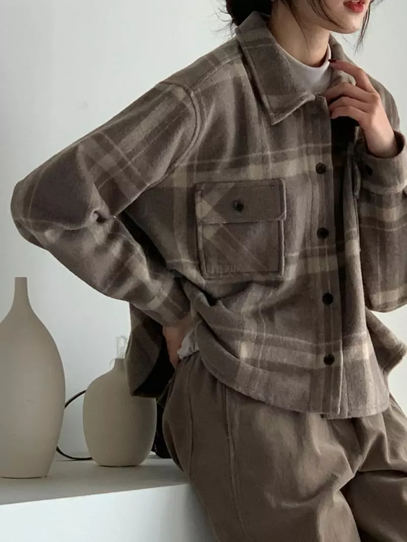 Baribari - Korean Women Fashion - #momslook - Check Shirt - 12