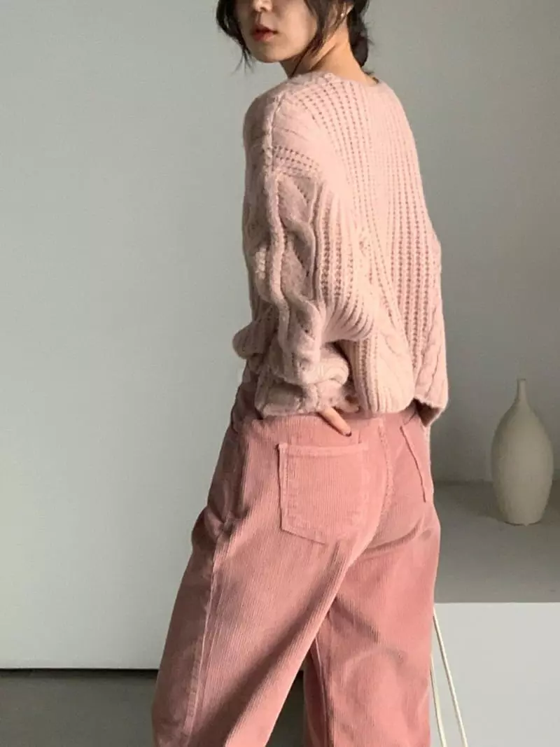 Baribari - Korean Women Fashion - #momslook - Sca V Knit Tee - 11
