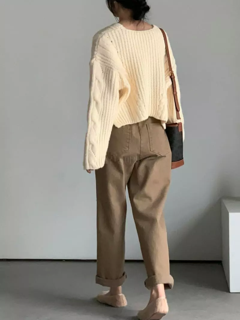 Baribari - Korean Women Fashion - #momslook - Sca V Knit Tee - 9