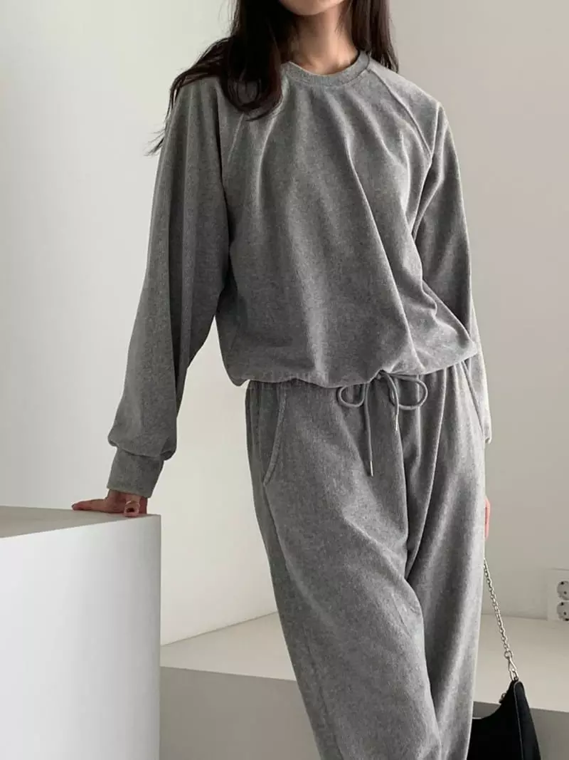 Baribari - Korean Women Fashion - #momslook - Veloure Sweatshirt - 7