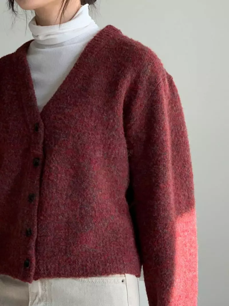 Baribari - Korean Women Fashion - #pursuepretty - Heavy Top V Cardigan - 8