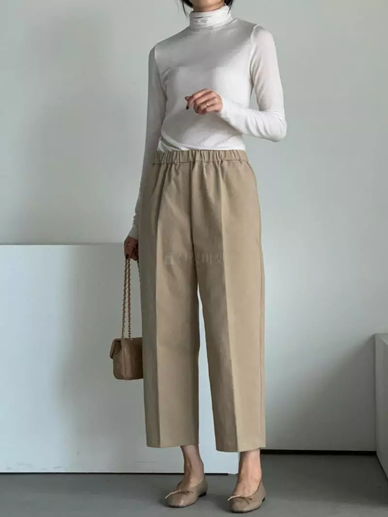 Baribari - Korean Women Fashion - #pursuepretty - Peach Banding Pants - 7