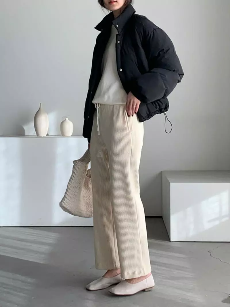 Baribari - Korean Women Fashion - #vintagekidsstyle - Rib Tape Pants - 4