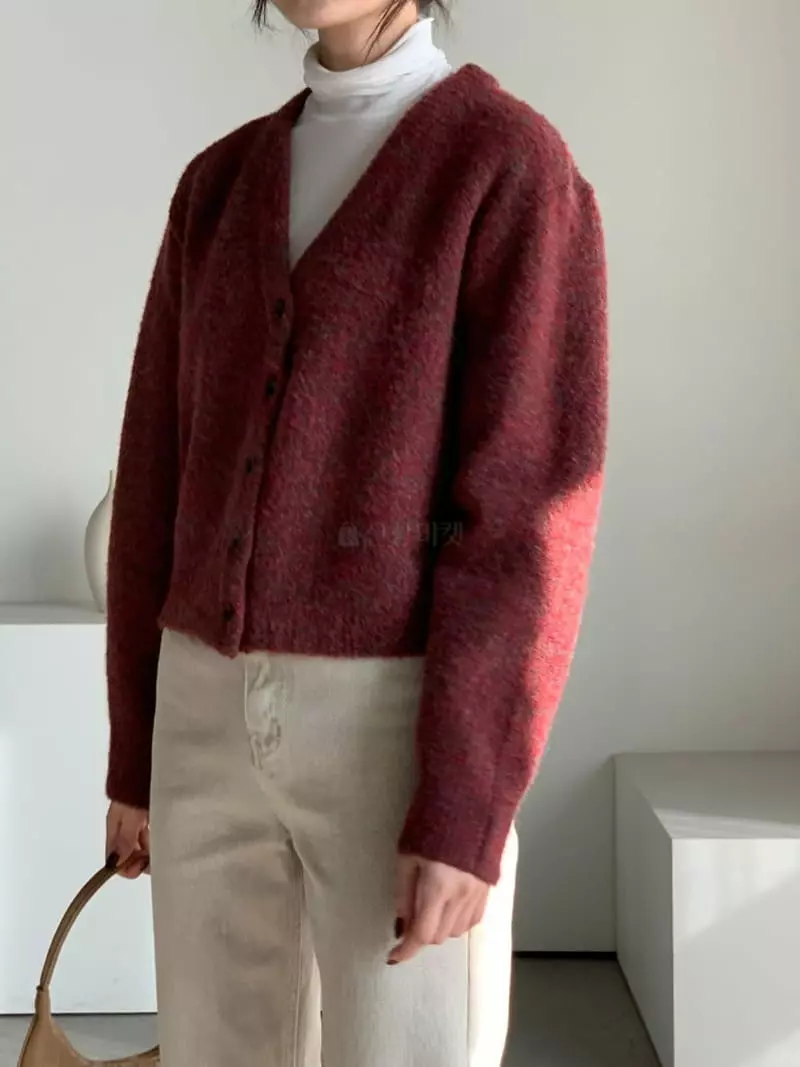 Baribari - Korean Women Fashion - #restrostyle - Heavy Top V Cardigan - 9