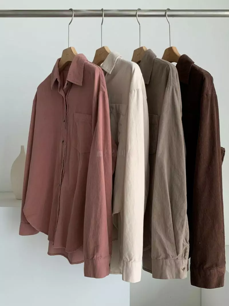 Baribari - Korean Women Fashion - #restrostyle - Rib Washing Shirt