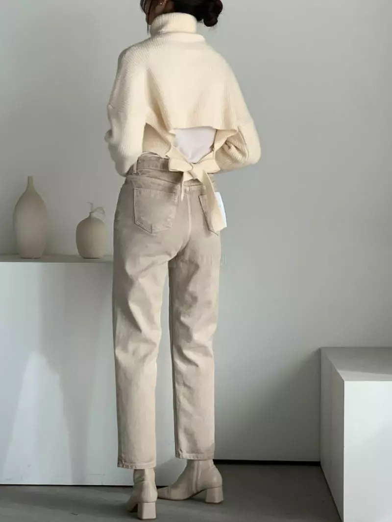 Baribari - Korean Women Fashion - #shopsmall - Crop Knit Turtleneck Tee - 4