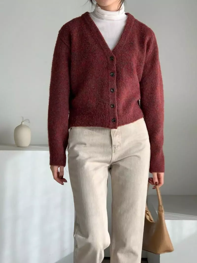 Baribari - Korean Women Fashion - #vintageinspired - Heavy Top V Cardigan - 6