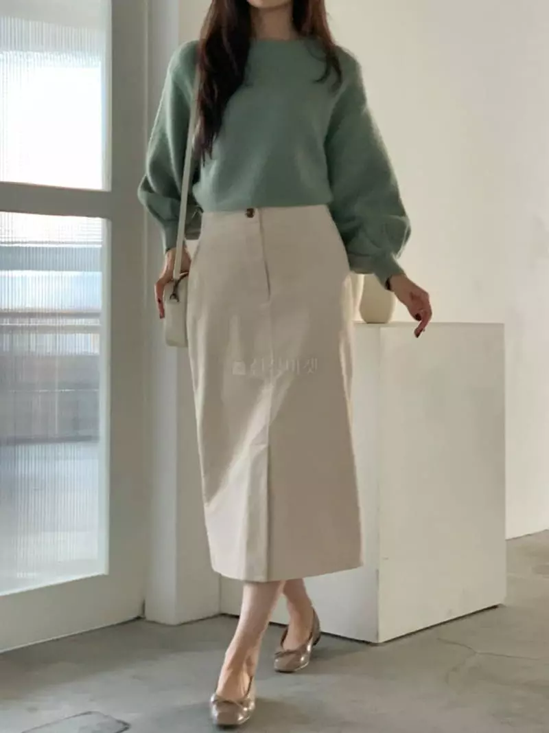 Baribari - Korean Women Fashion - #vintageinspired - Slit Skirt