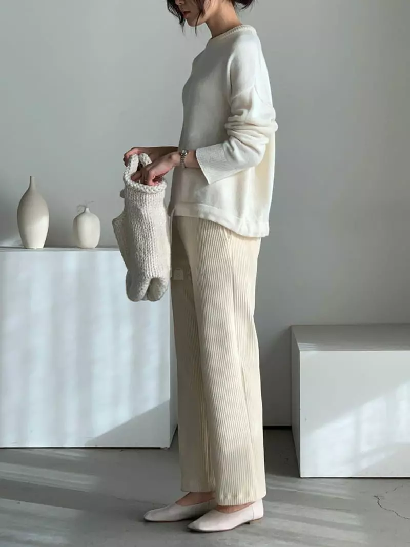 Baribari - Korean Women Fashion - #vintageinspired - Rib Tape Pants - 2