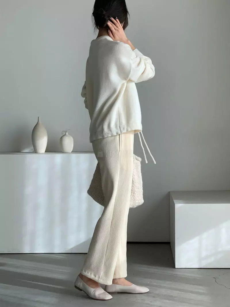 Baribari - Korean Women Fashion - #vintagekidsstyle - Rib Tape Pants - 3